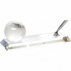 60mm globe and silver pen on a crystal stand in a satin lined box