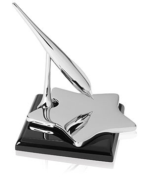 Star Business Card Holder Pen Silver Desk Items Corporate